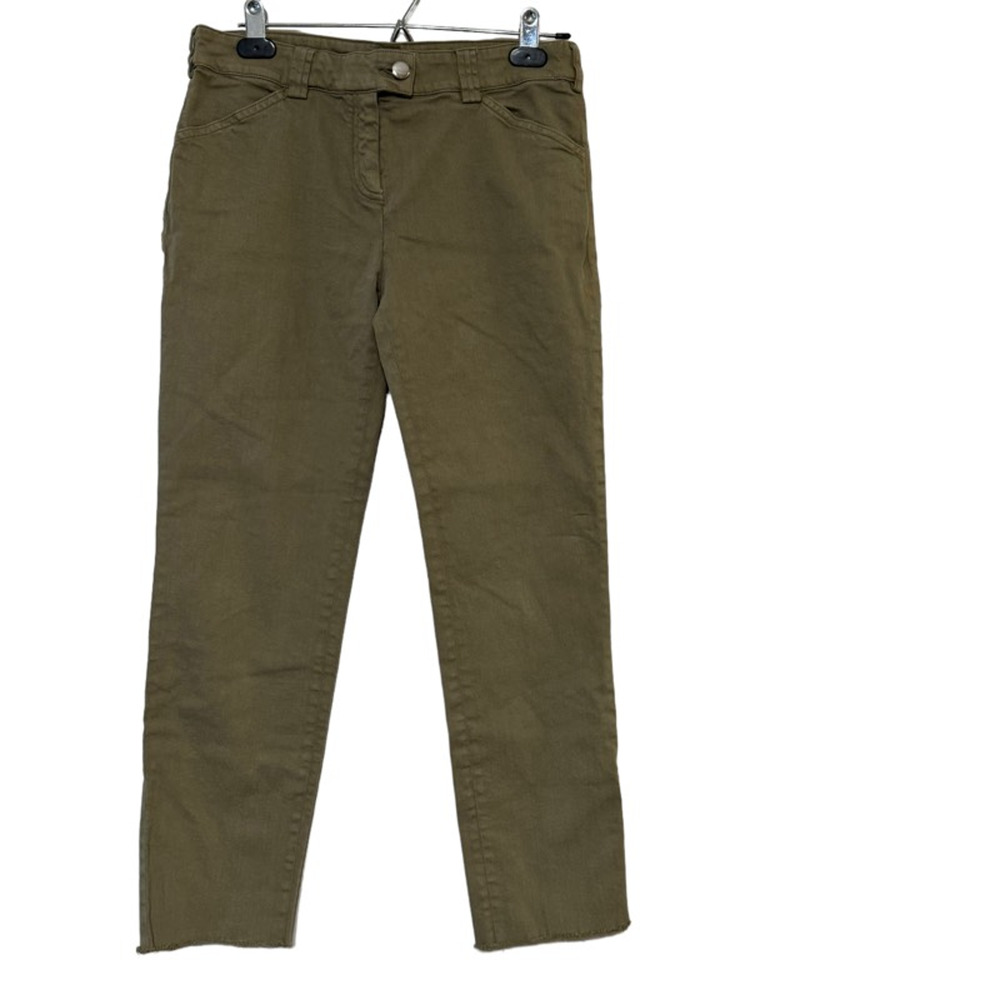 Balenciaga Skinny Pants Women's 42 Brown Pockets Twill Cotton Stretch Mid Rise